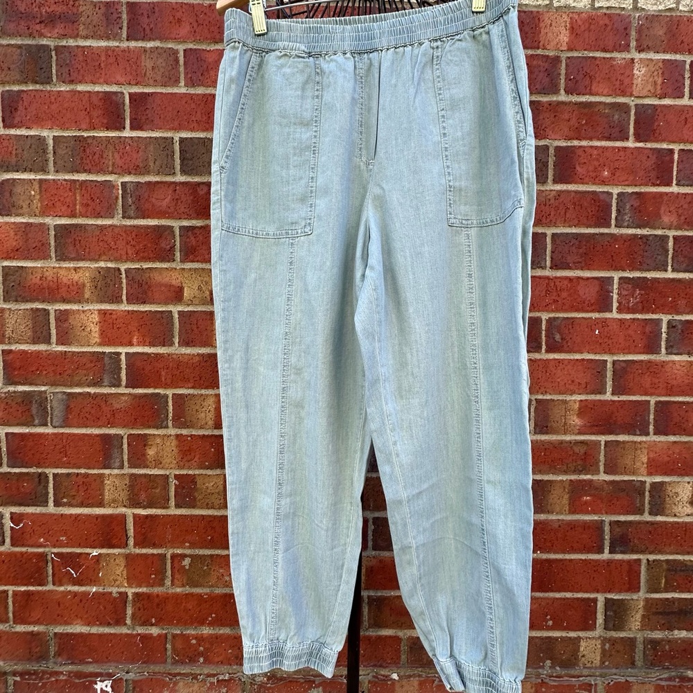 BCBGMaxAzria Alder Jogger Light Chambray Baggy Pull-On Casual Leisure FLAWED L